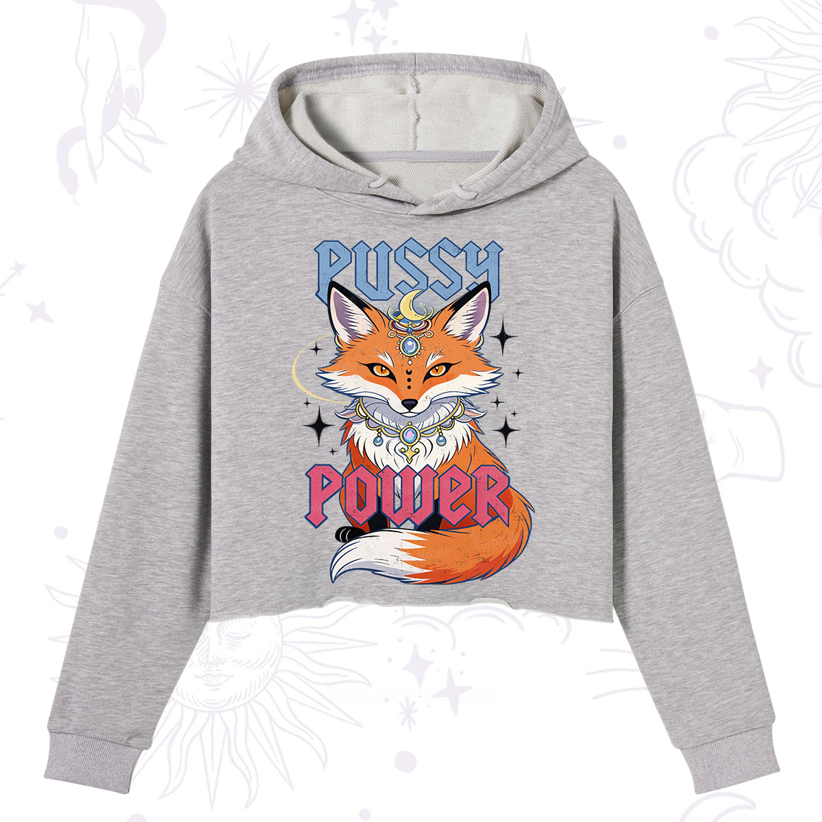 Purplehecate Pussy Power Crop Hoodie