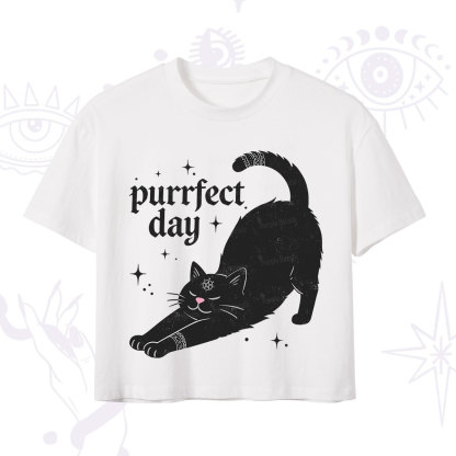 Purplehecate Purrfect Day Black Cat Crop T-Shirt