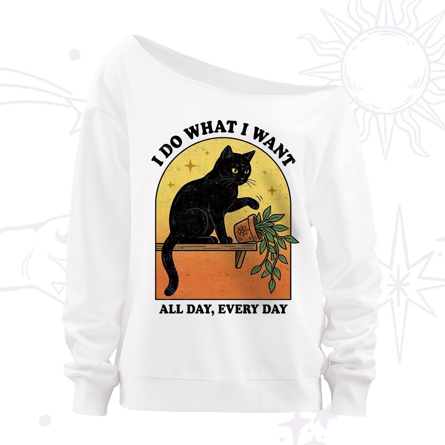 Purplehecate I Do What I Want Funny Black Cat Off The Shoulder Sweatshirt