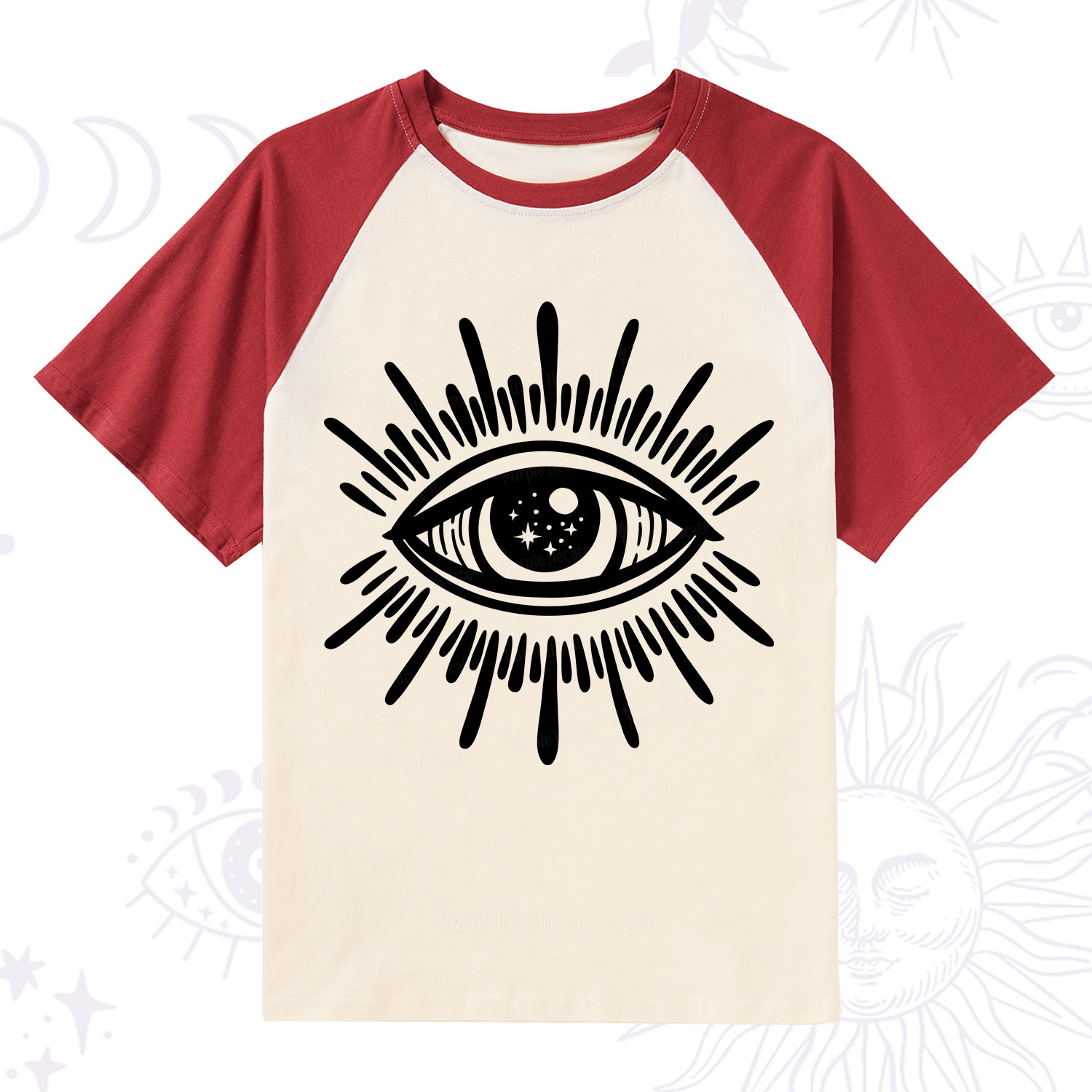 Purplehecate Evil Eye Raglan Short Sleeve T‑Shirt