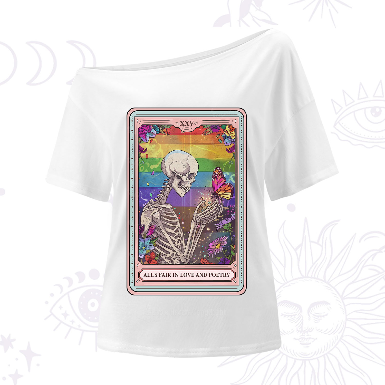Purplehecate The All's Fair in Love and Poetry Skeleton Tarot One Shoulder T-Shirt