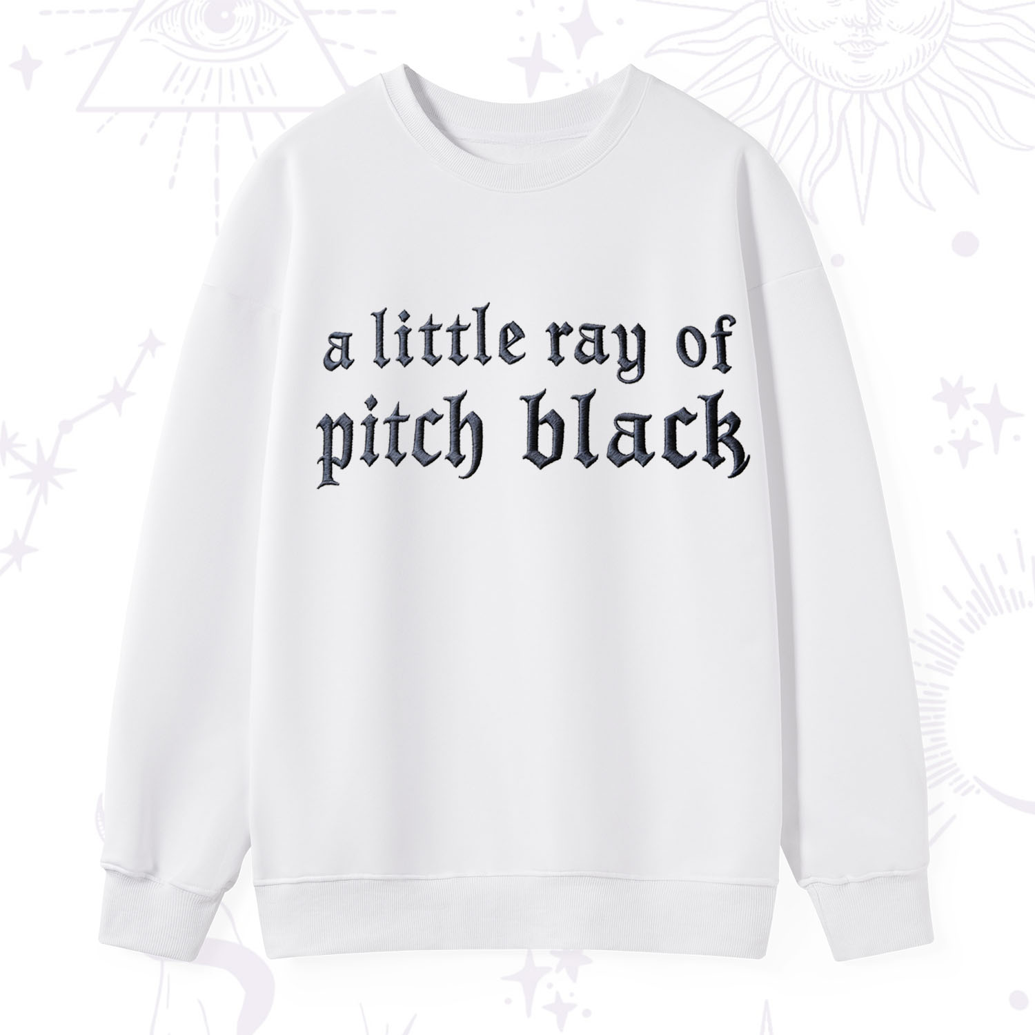 Purplehecate A Little ray of Pitch Black Embroidered Sweatshirt