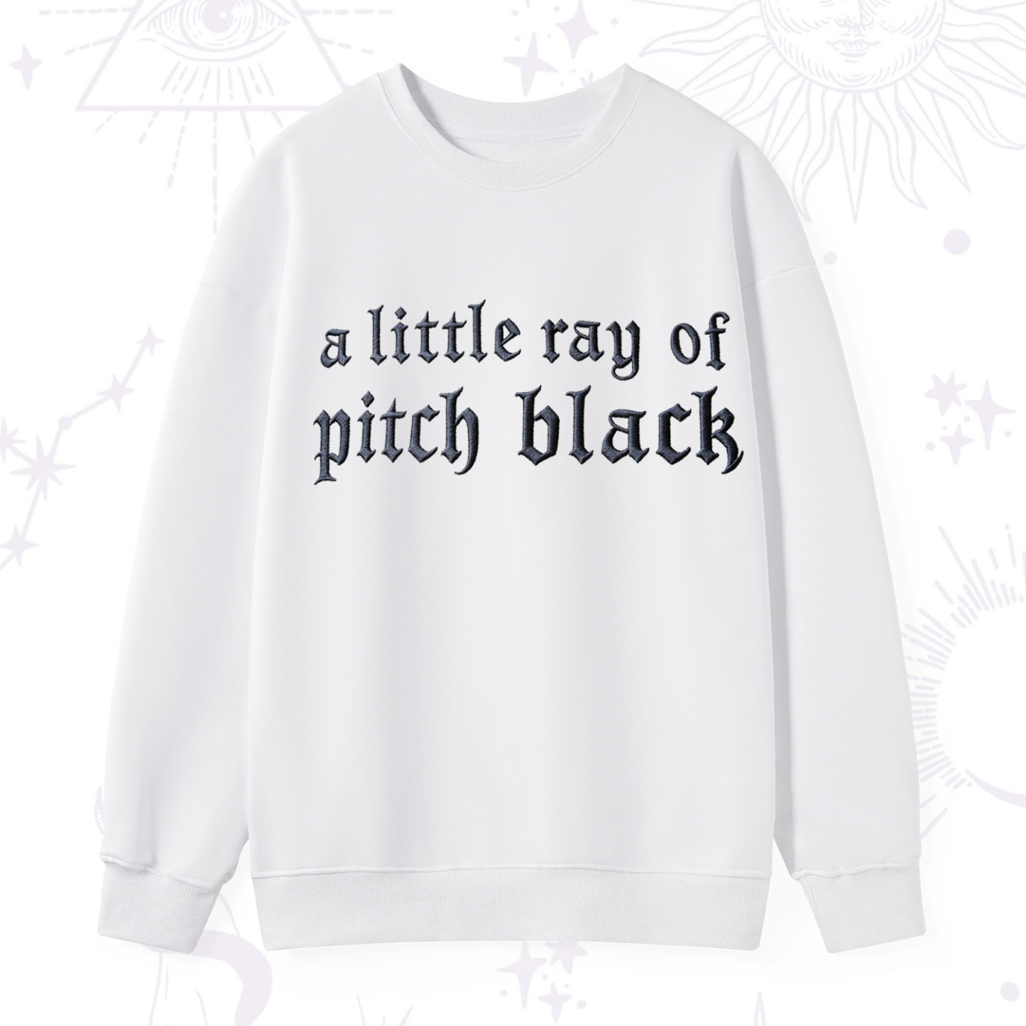 Purplehecate A Little ray of Pitch Black Embroidered Sweatshirt