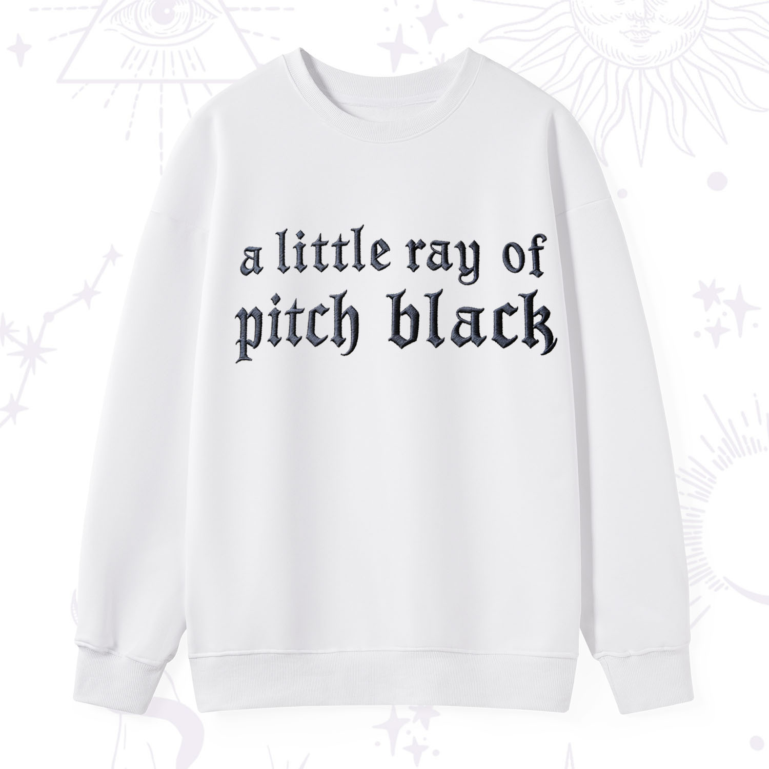Purplehecate A Little ray of Pitch Black Embroidered Sweatshirt