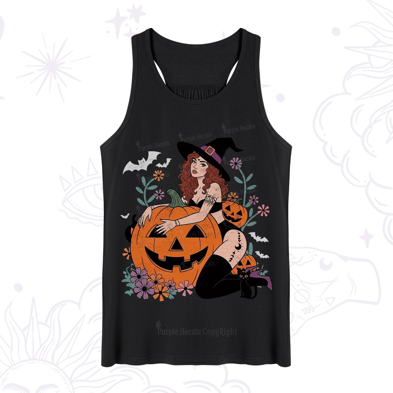 Purplehecate Enchanting Pumpkin Witch Halloween Tank