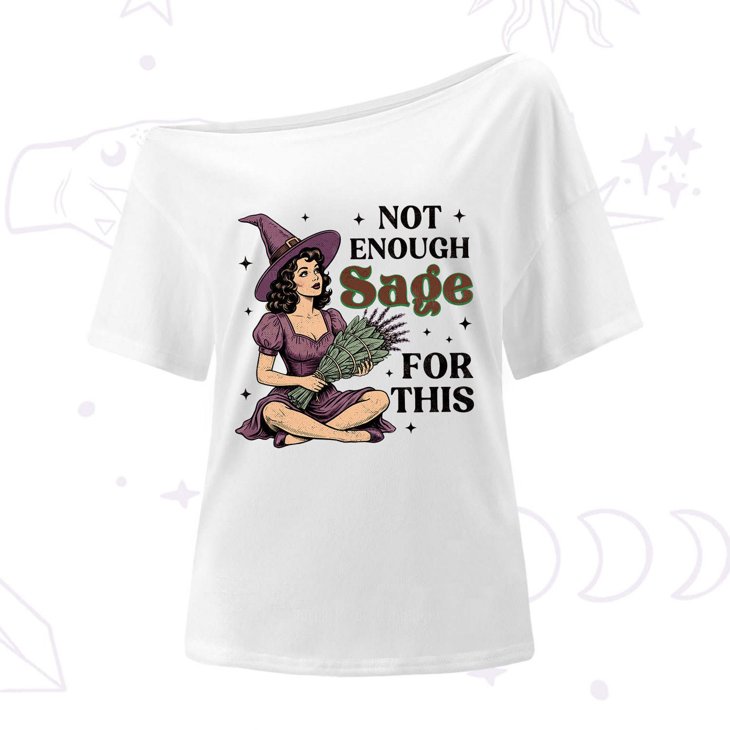 Purplehecate Not Enough Sage Witchcore Spiritual One Shoulder T-Shirt