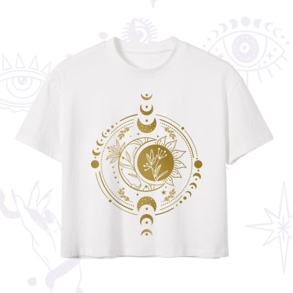 Purplehecate Mystic Moon And Sun Crop T-Shirt