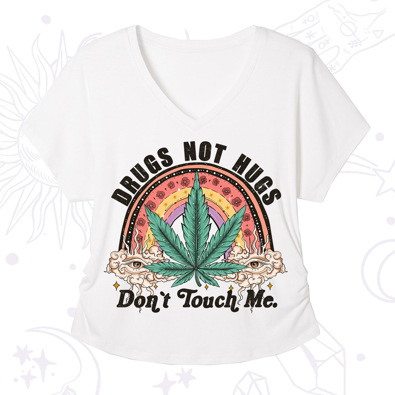Purplehecate Drugs Not Hugs V-Neck T-Shirt