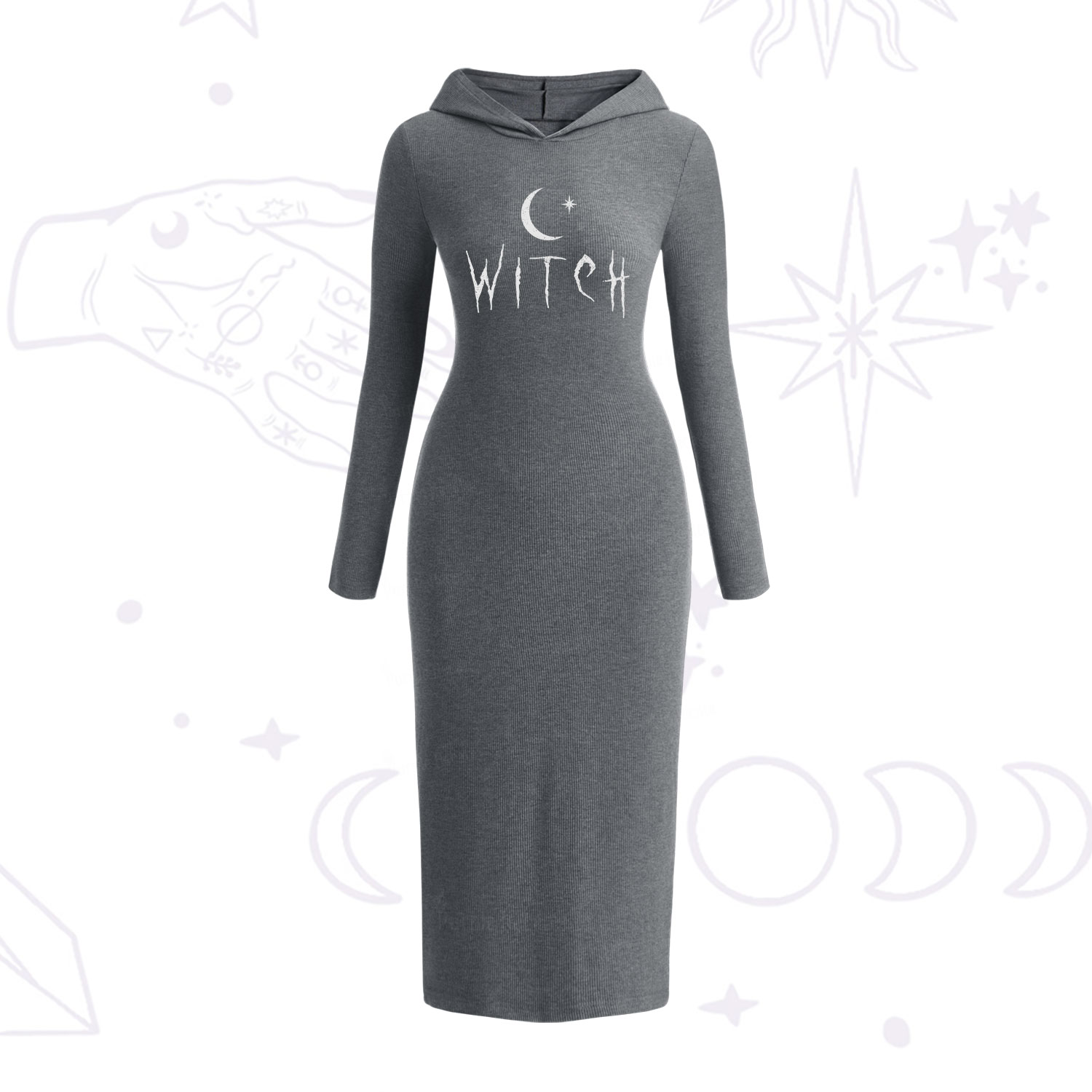 Purplehecate Witchy Moon Hooded Knit Dress