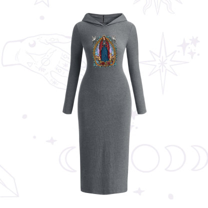 Purplehecate Crystal Rose Madonna Hooded Knit Dress