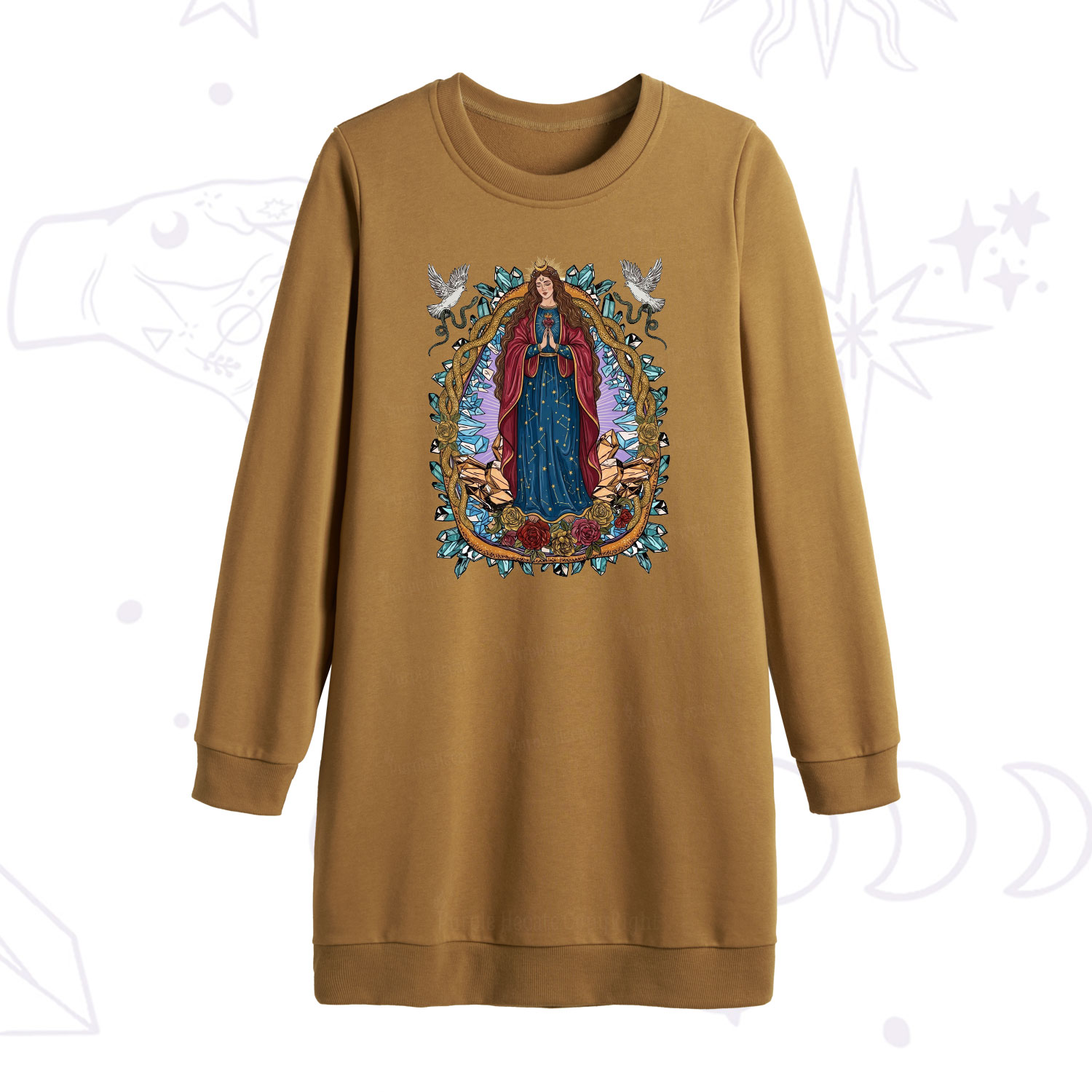 Purplehecate Crystal Rose Madonna Sweatshirt Dress