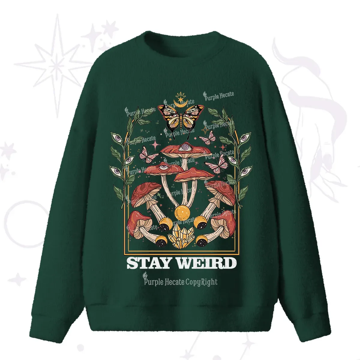Purplehecate Stay Weird Fuzzy Ugly Sweater
