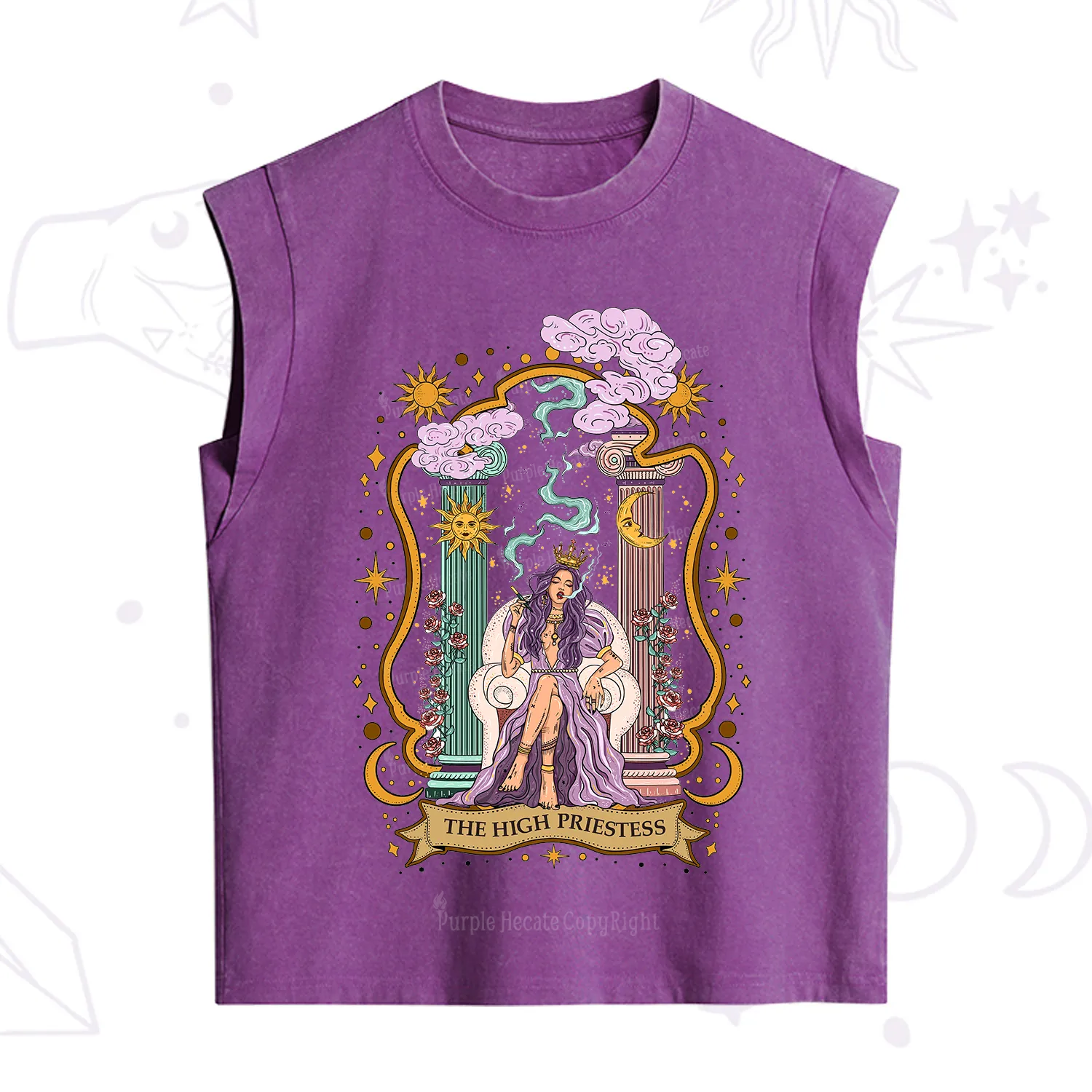 Purplehecate The High Priestess Goddess Vintage Washed Tank