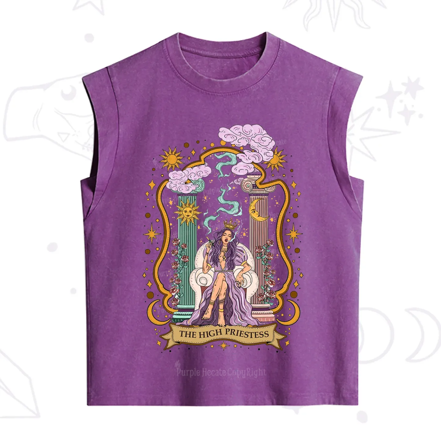 Purplehecate The High Priestess Goddess Vintage Washed Tank