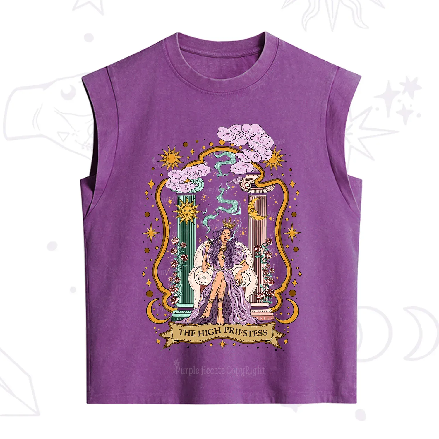 Purplehecate The High Priestess Goddess Vintage Washed Tank