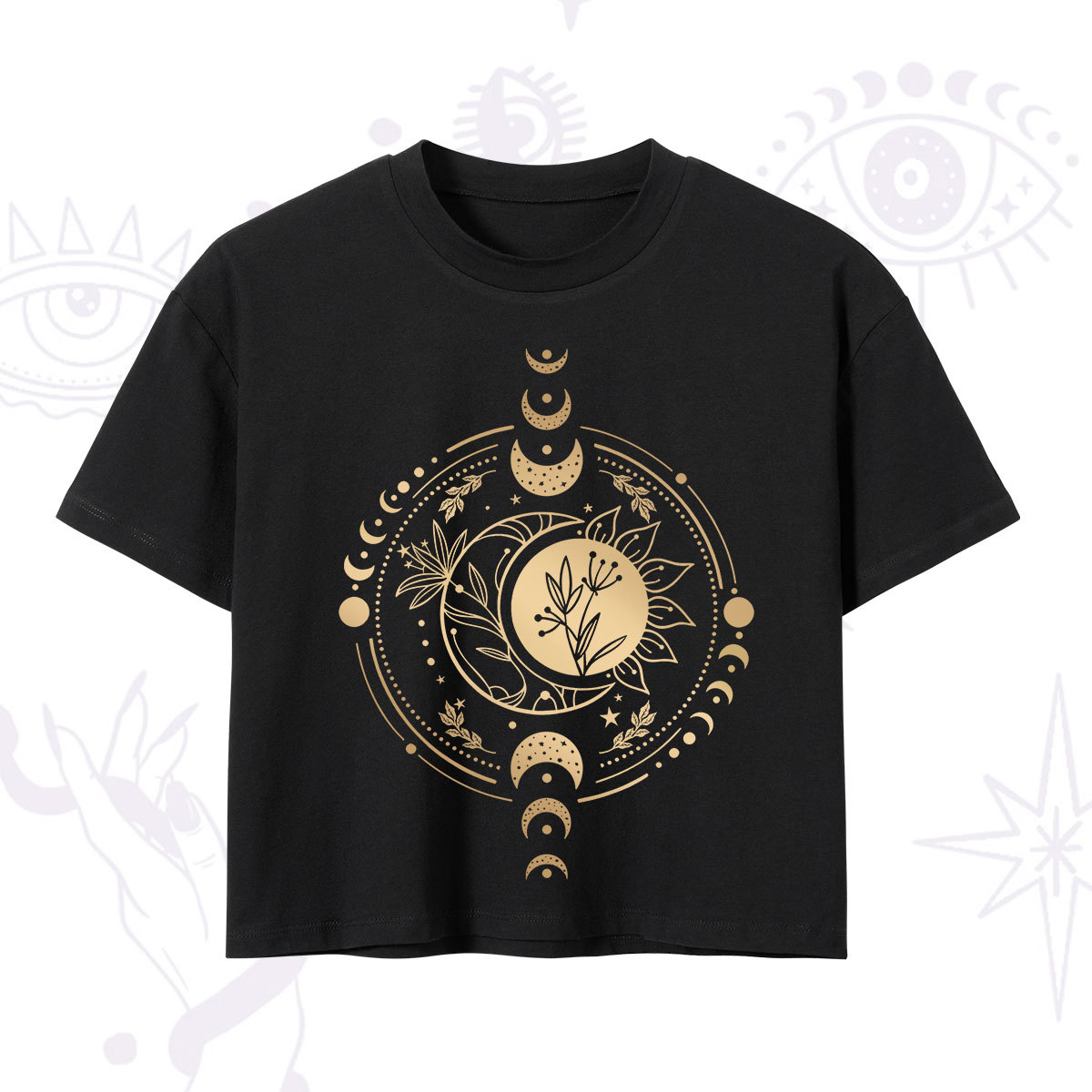 Purplehecate Mystic Moon And Sun Crop T-Shirt