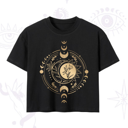 Purplehecate Mystic Moon And Sun Crop T-Shirt