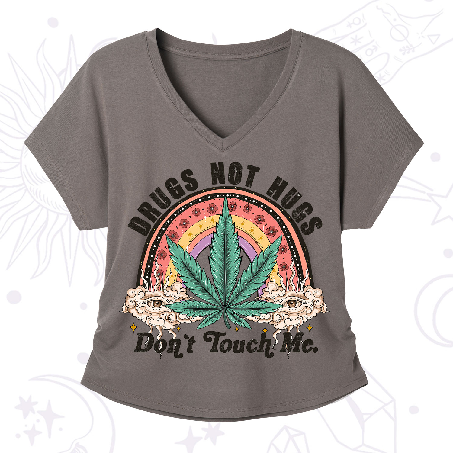 Purplehecate Drugs Not Hugs V-Neck T-Shirt