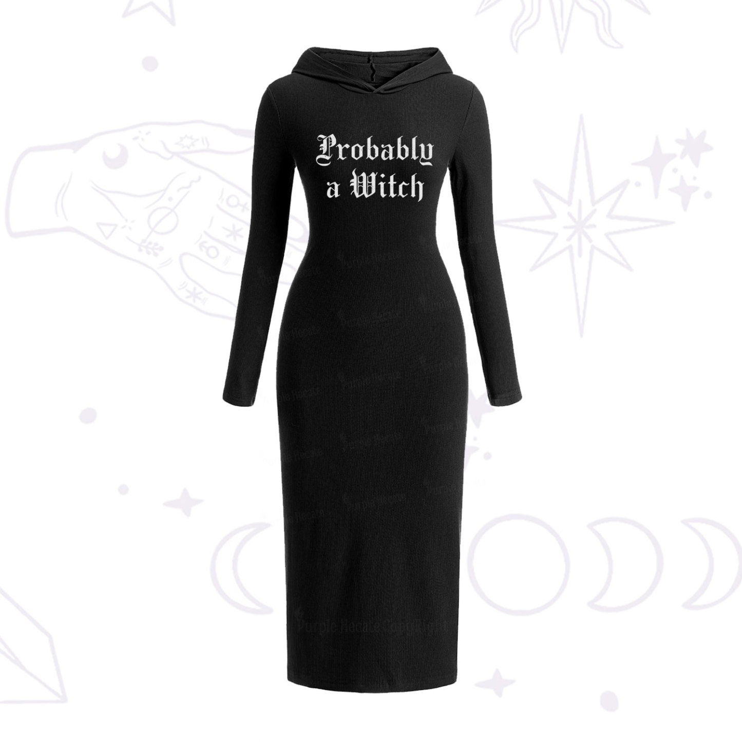 Purplehecate Probably A Witch Hooded Knit Dress
