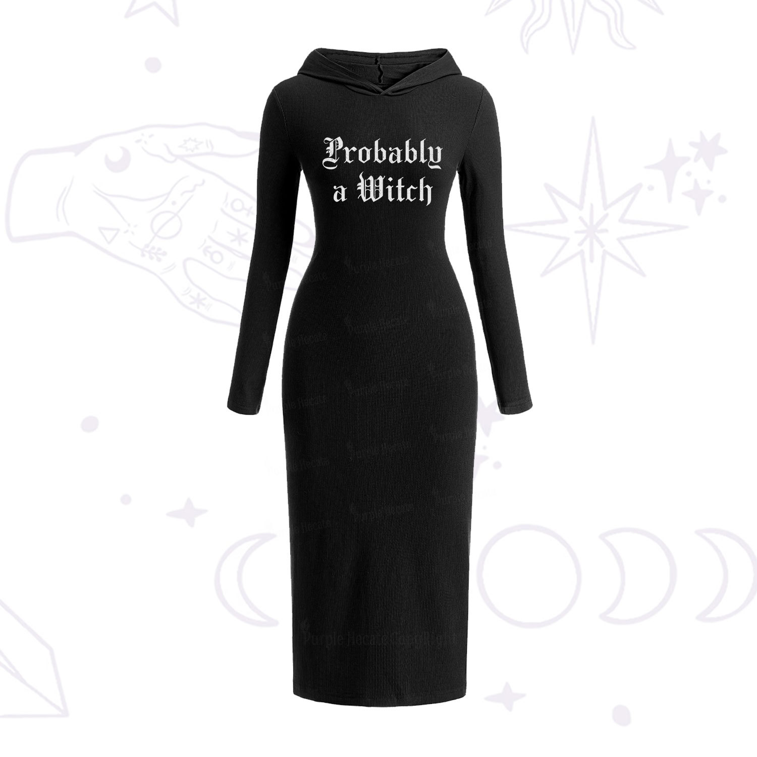 Purplehecate Probably A Witch Hooded Knit Dress
