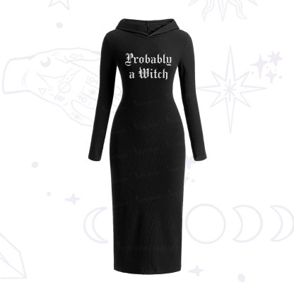 Purplehecate Probably A Witch Hooded Knit Dress