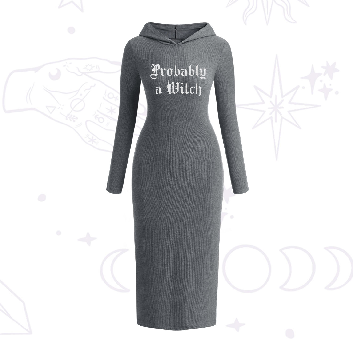 Purplehecate Probably A Witch Hooded Knit Dress