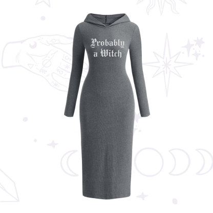 Purplehecate Probably A Witch Hooded Knit Dress