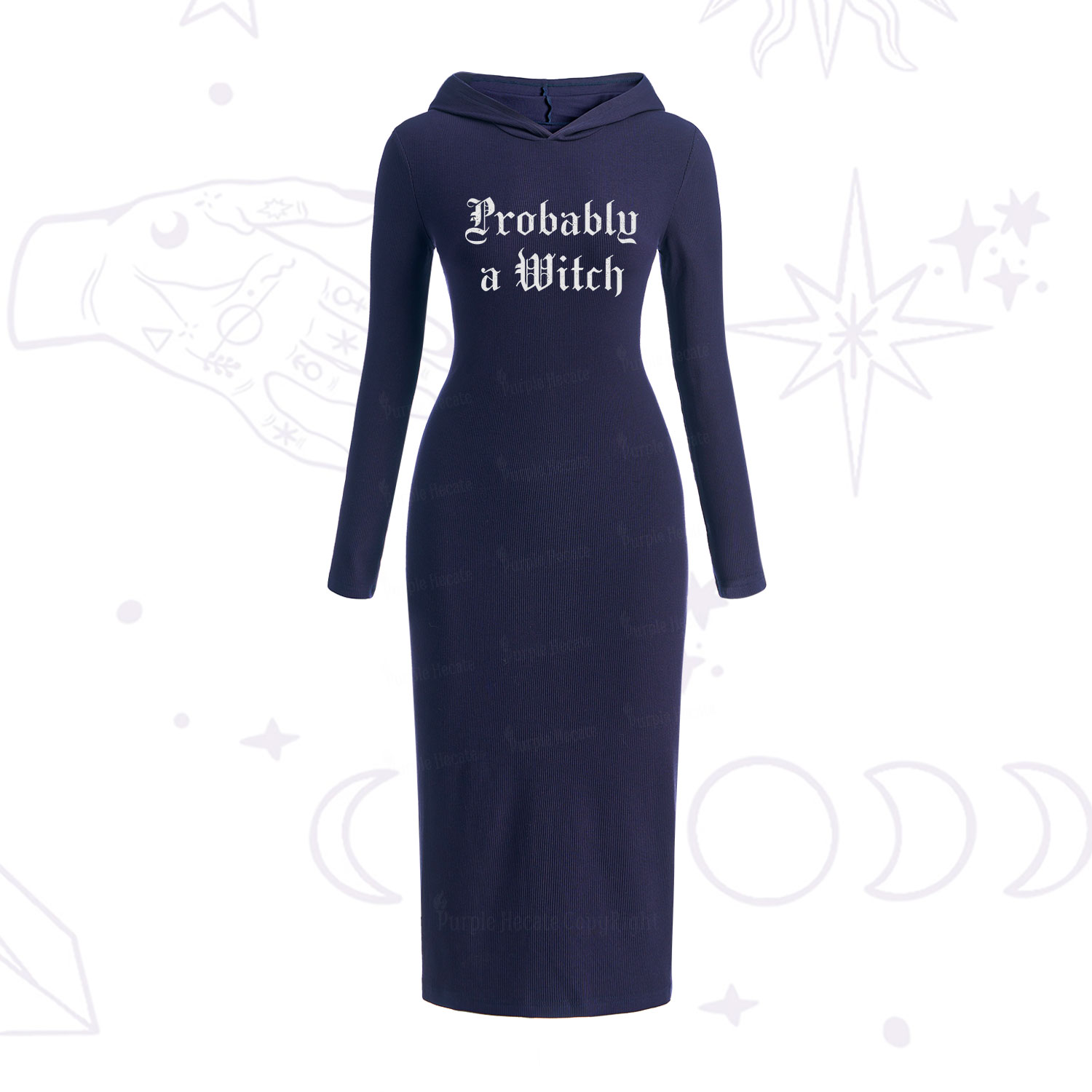 Purplehecate Probably A Witch Hooded Knit Dress