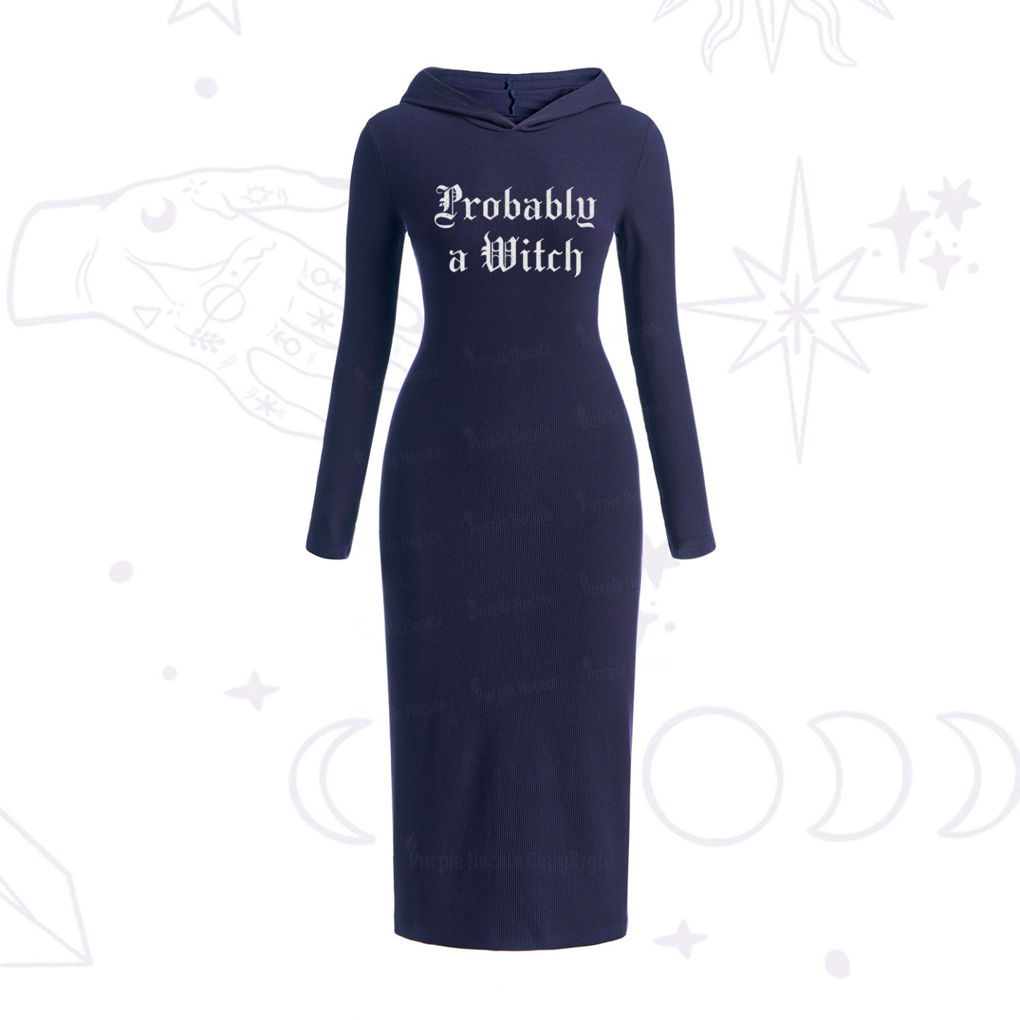 Purplehecate Probably A Witch Hooded Knit Dress