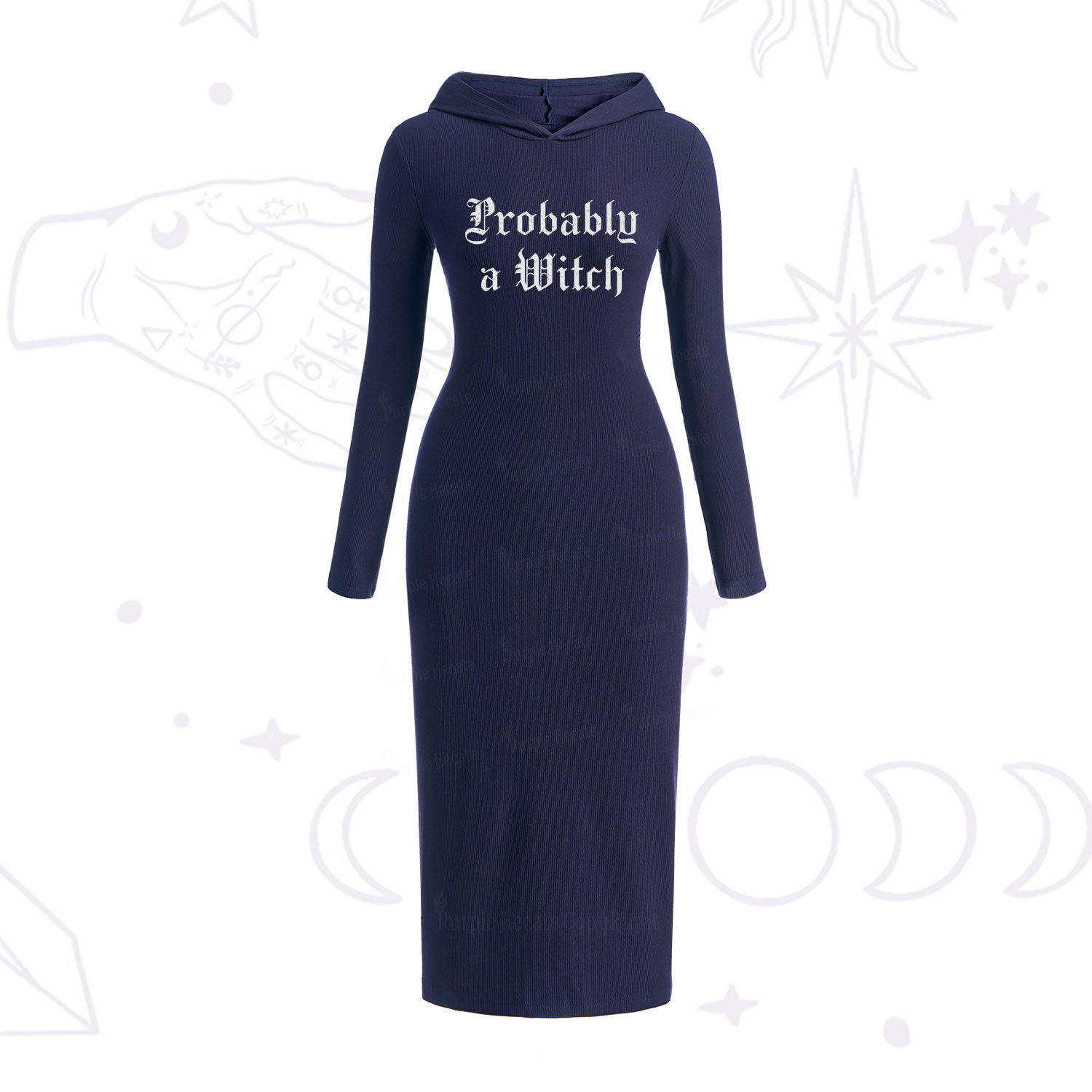 Purplehecate Probably A Witch Hooded Knit Dress