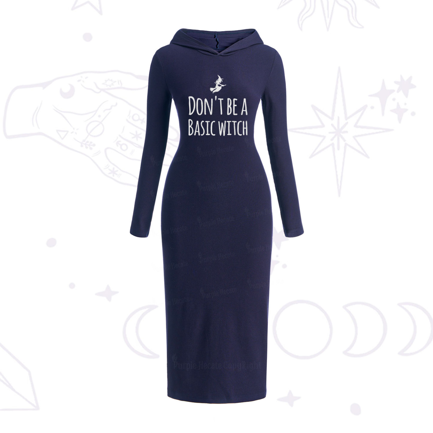 Purplehecate Don't Be A Basic Witch Hooded Knit Dress