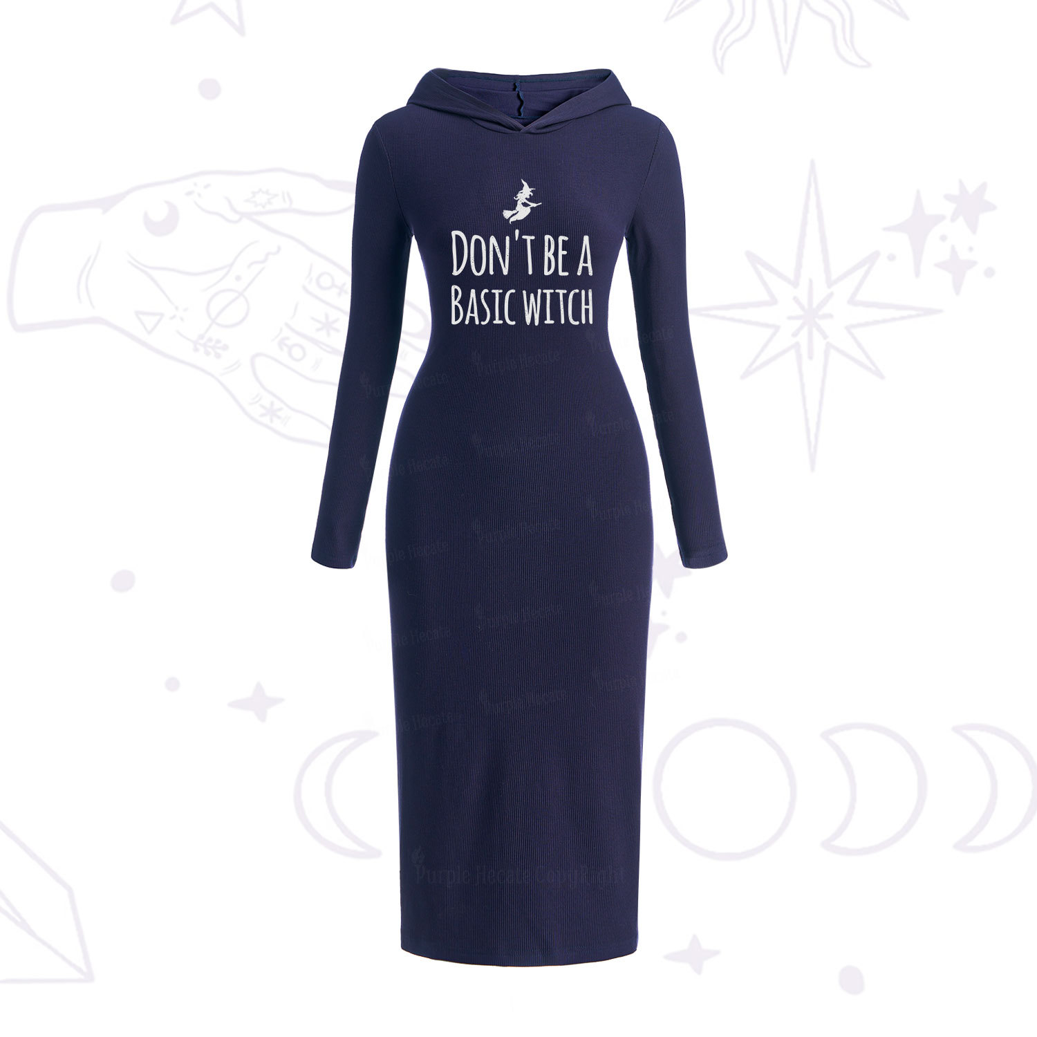 Purplehecate Don't Be A Basic Witch Hooded Knit Dress