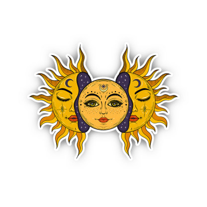 Purplehecate Celestial Twin Suns Sticker