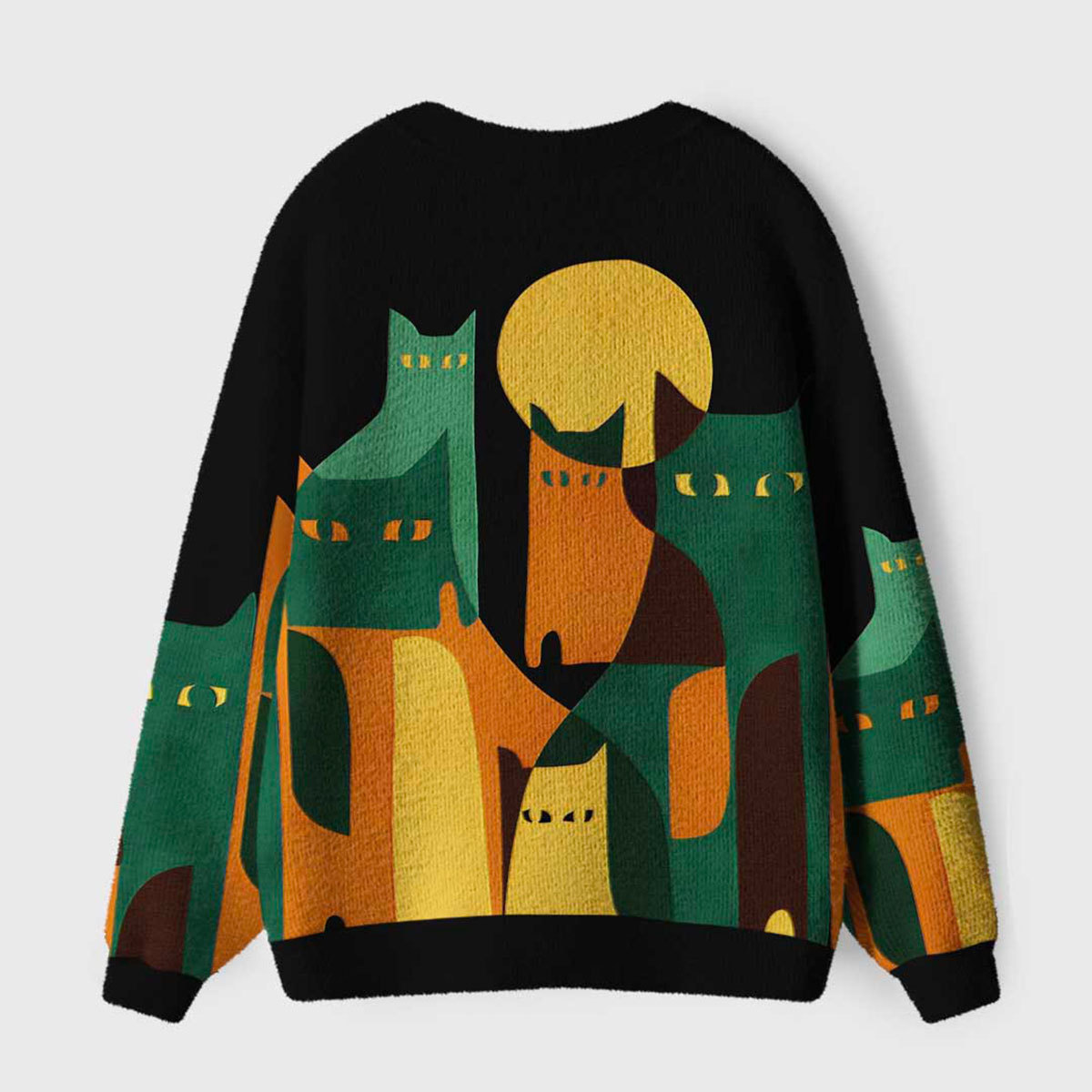 Purplehecate Geometric Cat Ugly Cardigan Sweaters