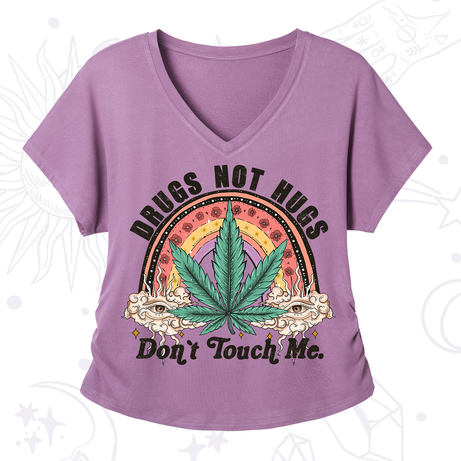 Purplehecate Drugs Not Hugs V-Neck T-Shirt