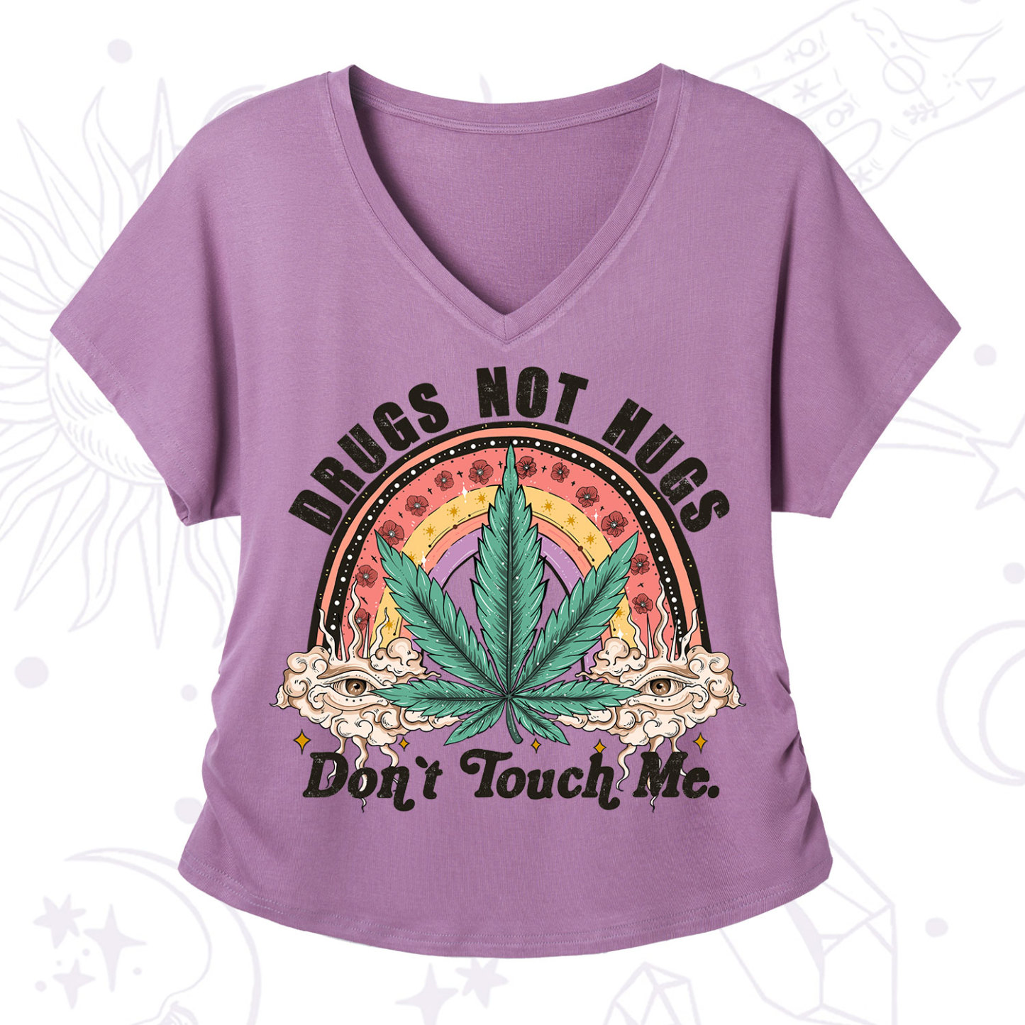 Purplehecate Drugs Not Hugs V-Neck T-Shirt