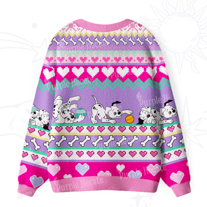 Purplehecate Dalmatian Playtime Ugly Cardigan Sweaters