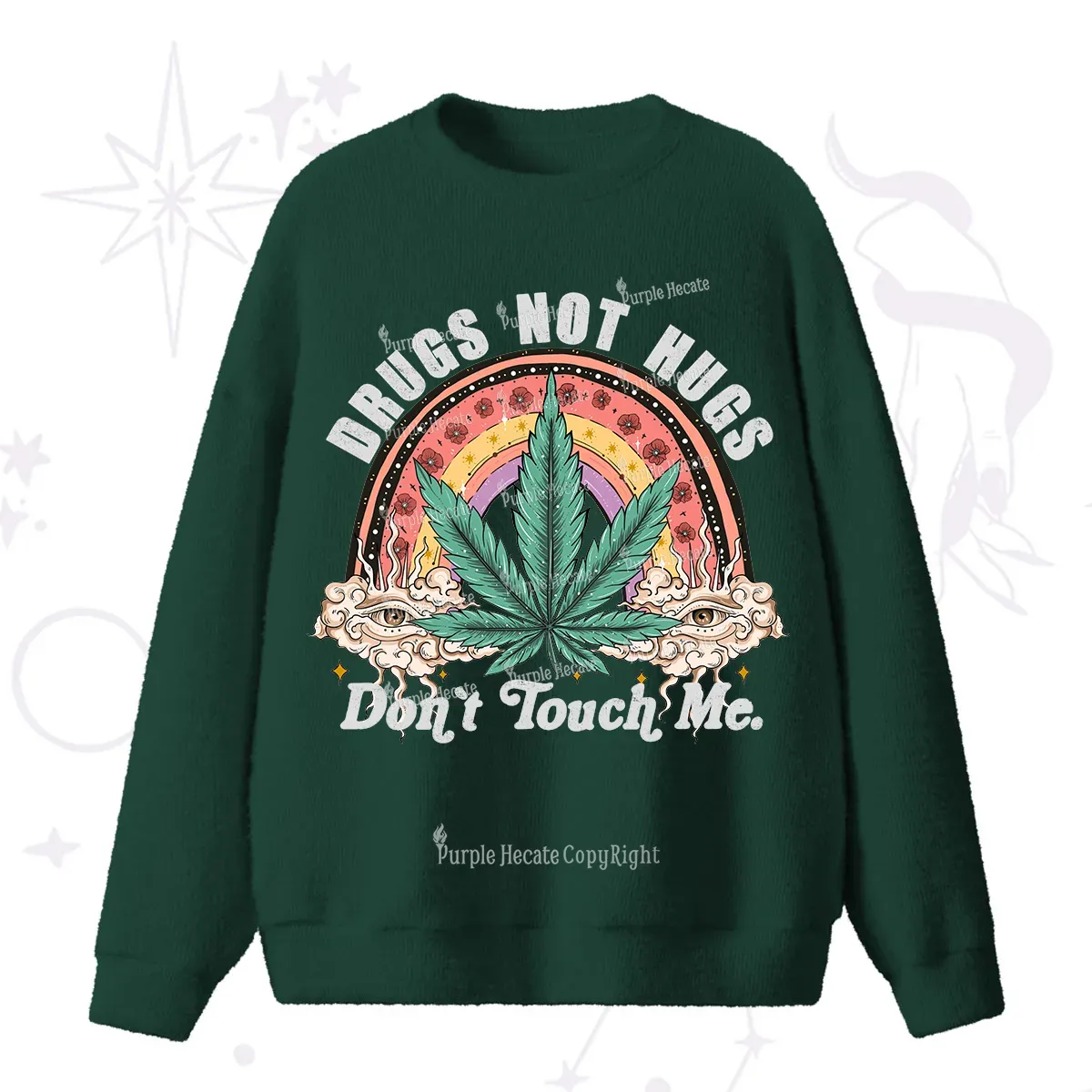 Purplehecate Drugs Not Hugs Fuzzy Ugly Sweater