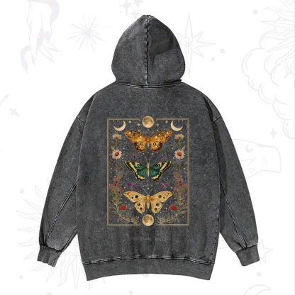 Purplehecate Sun and Moon Butterfly Washed Hoodie