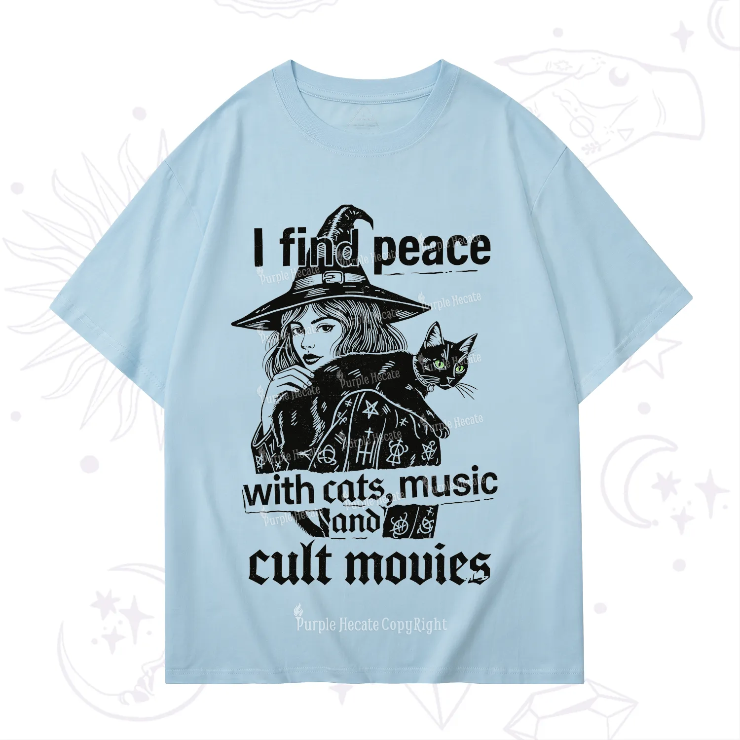 Purplehecate I Find Peace With Cats Music Cult Movies T-Shirt