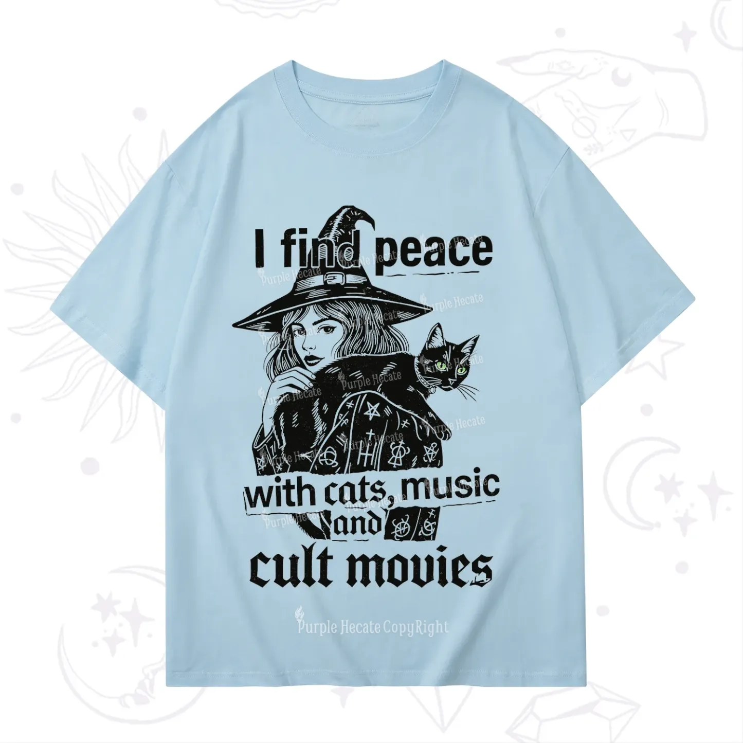Purplehecate I Find Peace With Cats Music Cult Movies T-Shirt