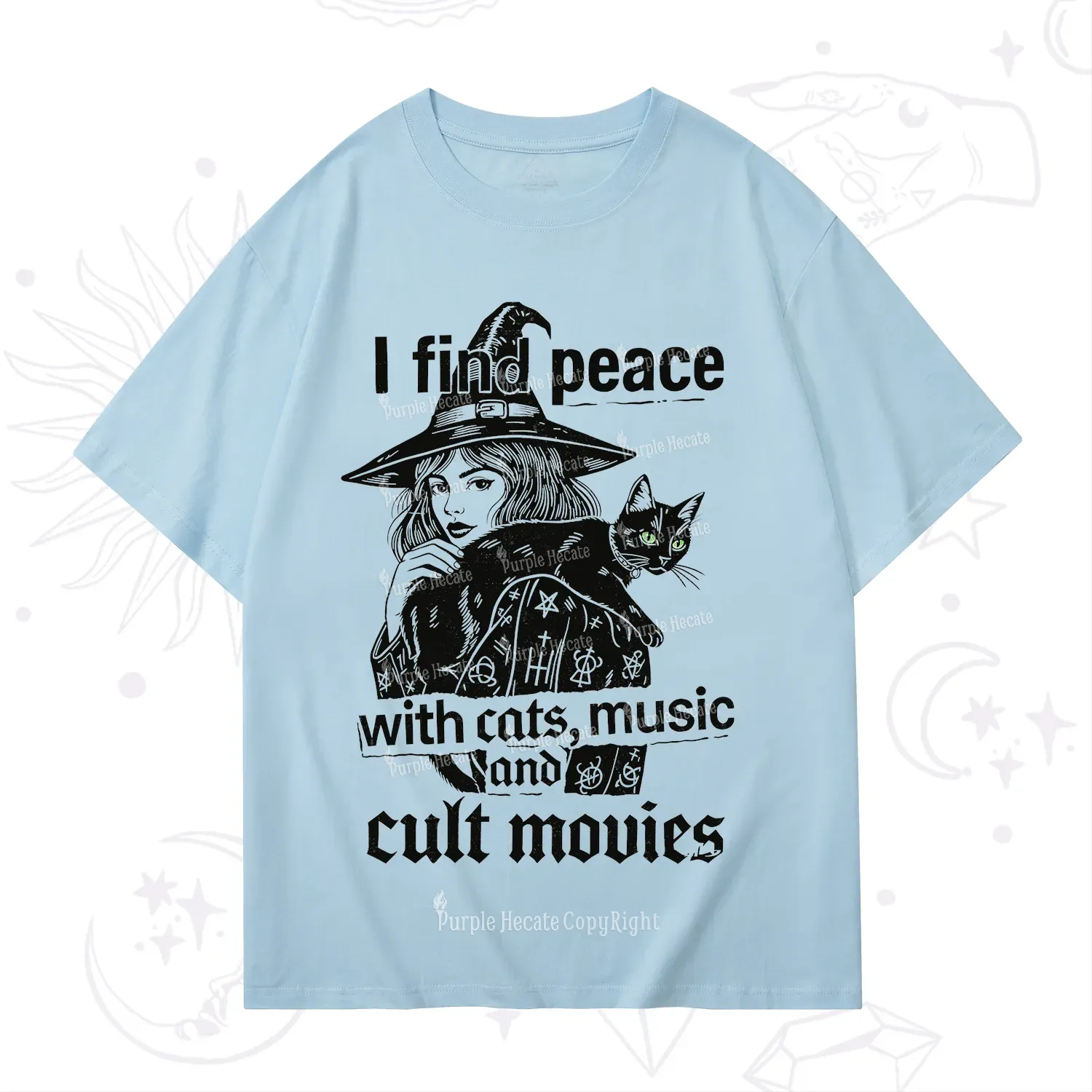 Purplehecate I Find Peace With Cats Music Cult Movies T-Shirt