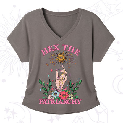 Purplehecate Hex The Patriarchy Witchy V-Neck T-Shirt