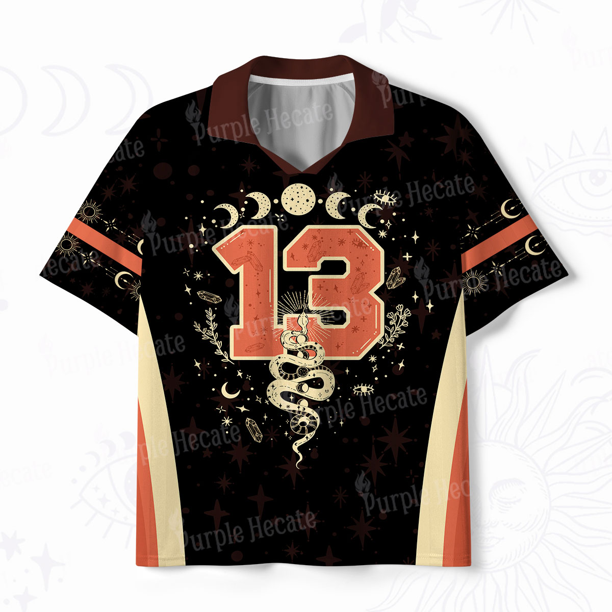 Purplehecate Mystical Moon Phases Snake Polo Collar Unisex Jersey