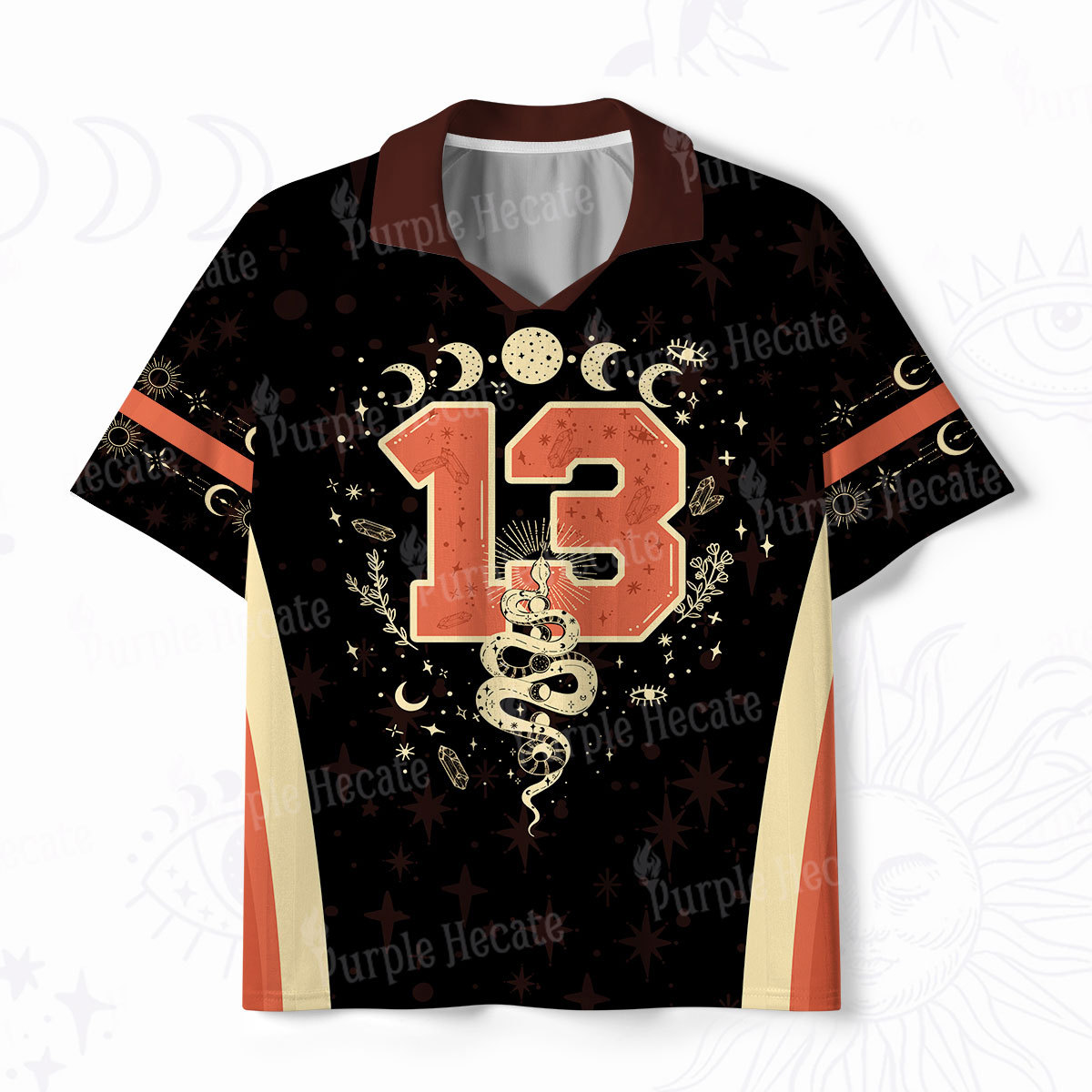 Purplehecate Mystical Moon Phases Snake Polo Collar Unisex Jersey