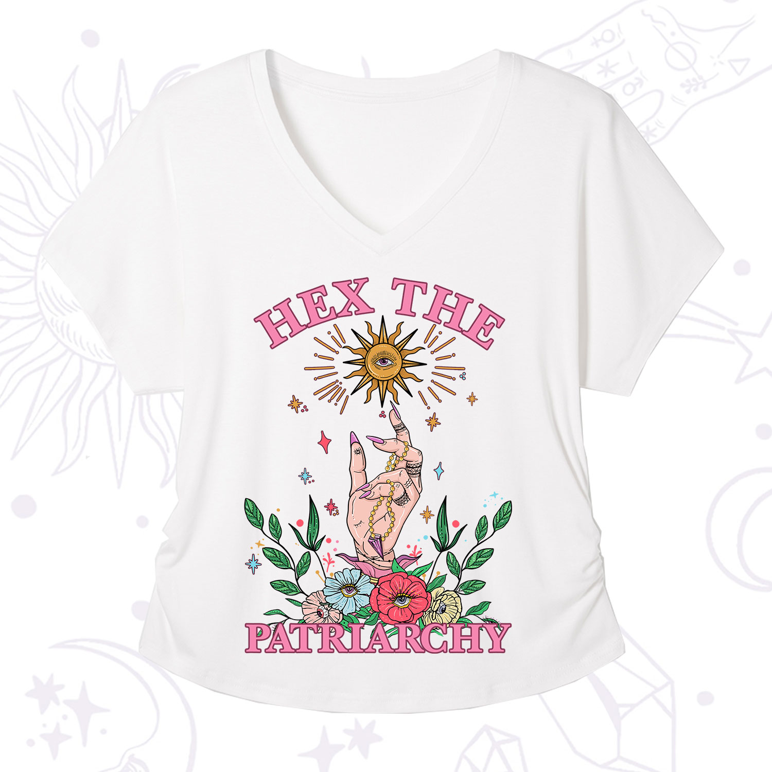 Purplehecate Hex The Patriarchy Witchy V-Neck T-Shirt