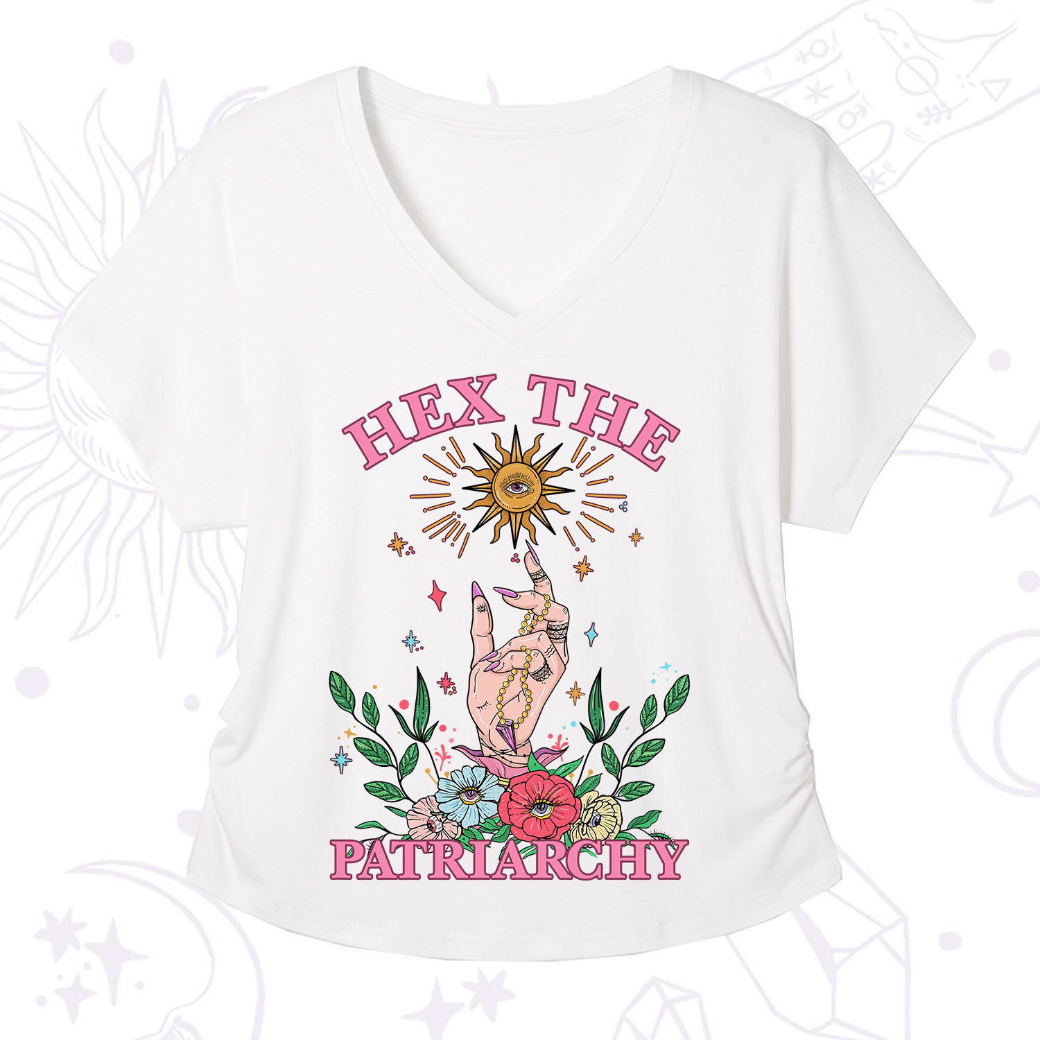 Purplehecate Hex The Patriarchy Witchy V-Neck T-Shirt