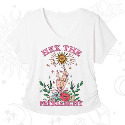 Purplehecate Hex The Patriarchy Witchy V-Neck T-Shirt