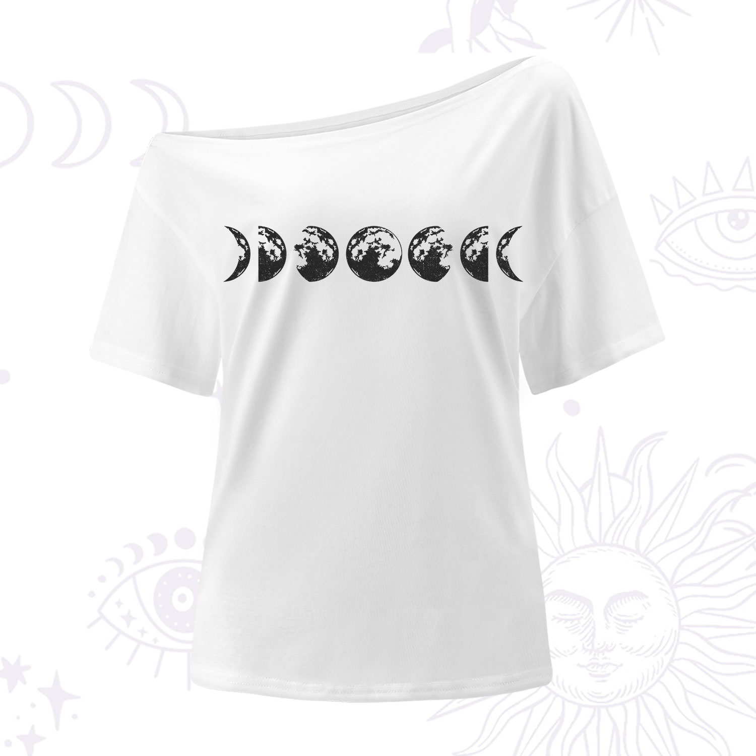 Purplehecate Moon Phases One Shoulder T-Shirt