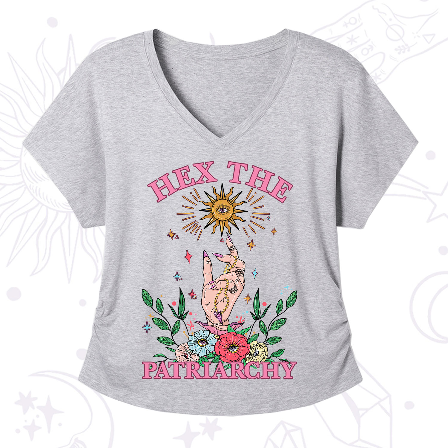 Purplehecate Hex The Patriarchy Witchy V-Neck T-Shirt